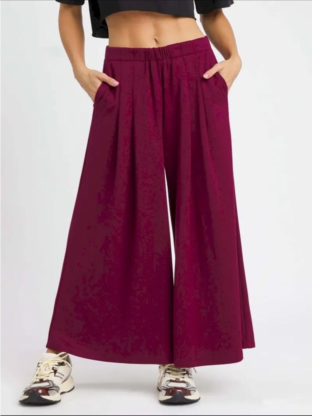 Umgee Wide-Leg Palazzo Pants in Burgundy Wine
